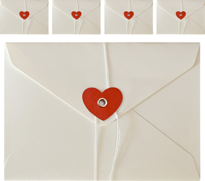 그리뉴얼 고급 크라프트지 레트로 편지 봉투, 화이트 하트, 5개