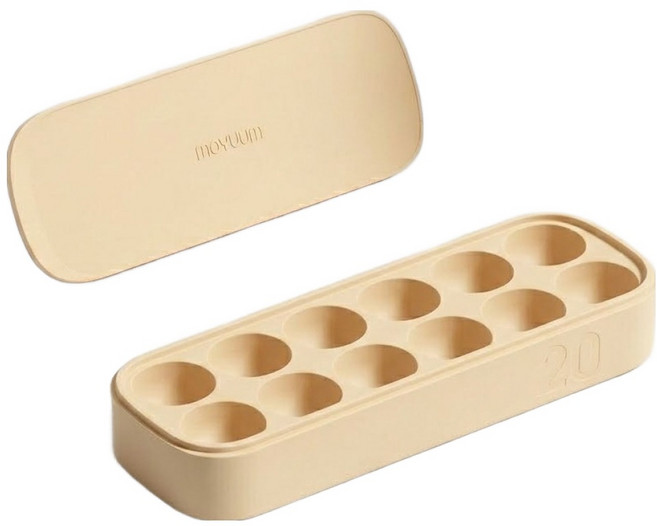 모윰 이중밀폐 실리콘 토핑 이유식 큐브 12구, 베이지, 1개, 20ml