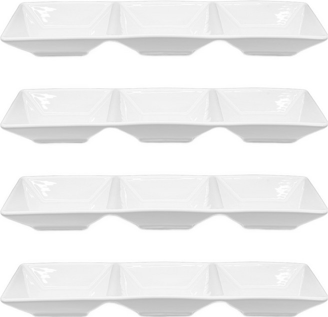 로벤조 본차이나 3칸 나눔찬기, 화이트, 4개