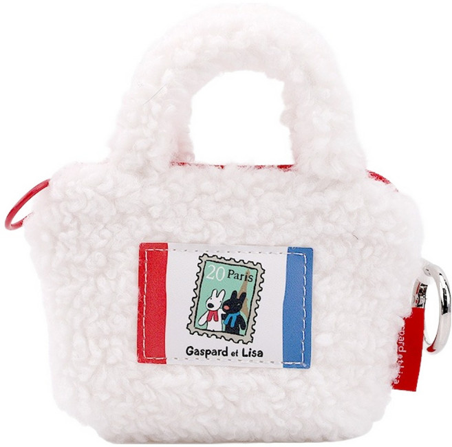 가스파드와리사 미니 가방 파우치 에어팟케이스 키링, 화이트, 1개