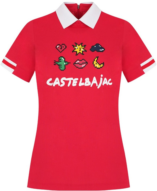 까스텔바작 여성용 픽셀 아트웍 배색 티셔츠 BGDMTS705