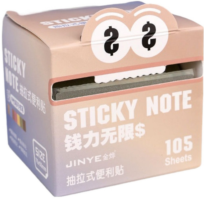 탑피아 뜯어쓰는 투명 스티커형 메모지, 다운컬러, 2개, 105매