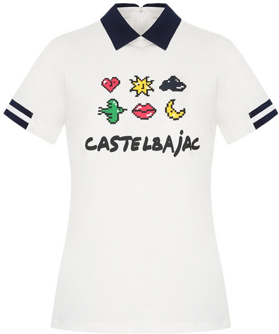 까스텔바작 여성용 픽셀 아트웍 배색 티셔츠 BGDMTS705