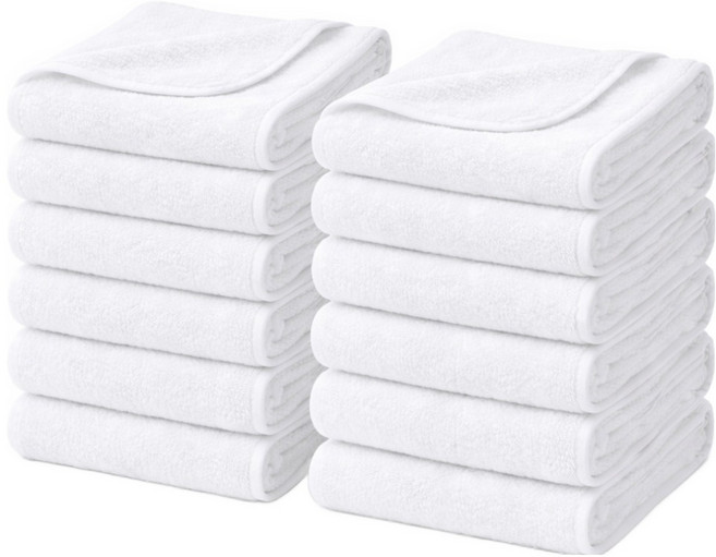 쉐리엘 먼지없는 저자극 극세사 호텔수건, 화이트, 10개