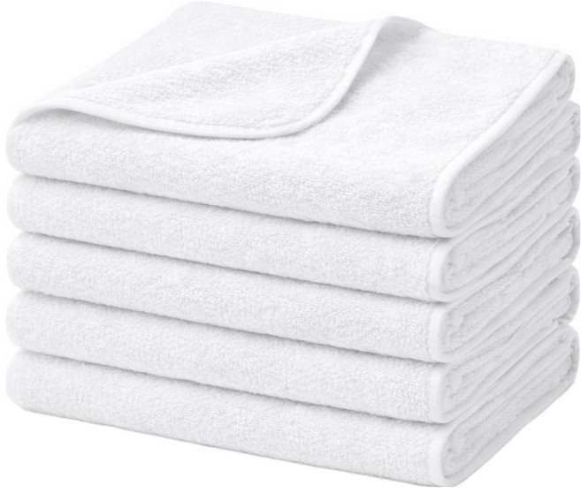 쉐리엘 먼지없는 저자극 극세사 호텔수건, 화이트, 5개