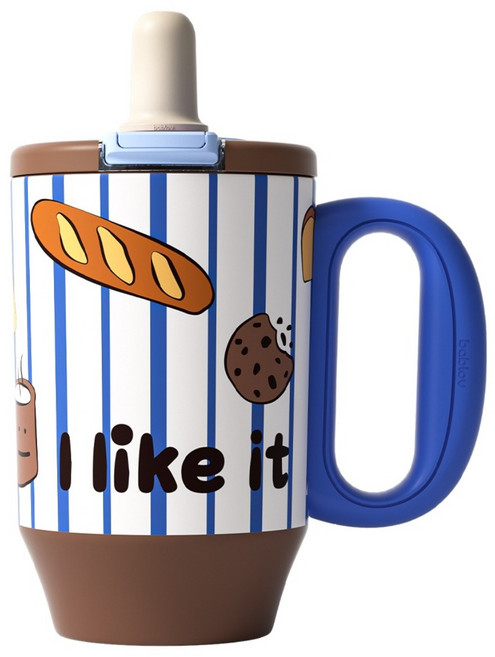 bablov 花伴森 Lucky 陶瓷內膽咕嚕把手冰霸杯, 妙趣輕咖, 1個, 680ml