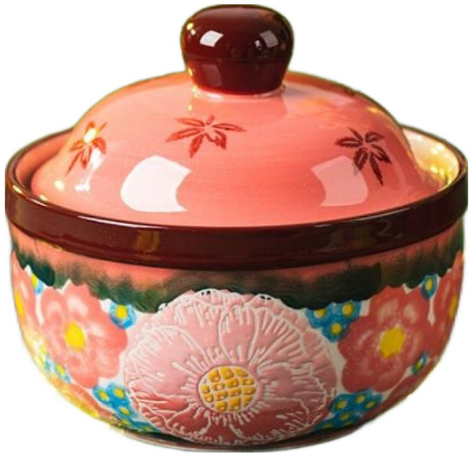 아메리칸로드 빈티지 꽃무늬 도자기 계란찜그릇 핑크 HR2724, 1개, 11.7cm