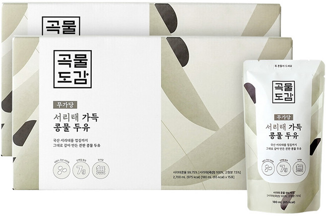 곡물도감 무가당 서리태 가득 콩물두유, 180ml, 30개