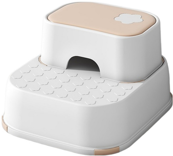 씨엠원 안전한 스툴 발판 발 디딤대, 라이트핑크화이트 2단