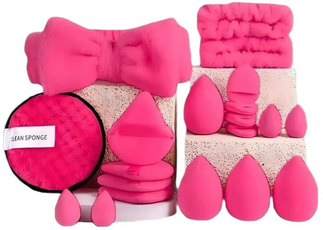 뉴토피아 부드러운 스펀지 퍼프 메이크업 도구 20종 세트, 1세트, 로즈
