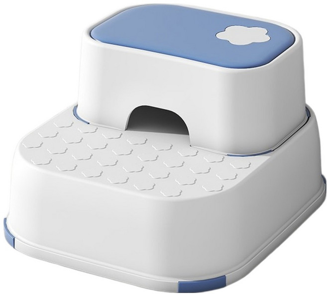 씨엠원 안전한 스툴 발판 발 디딤대, 블루화이트 2단