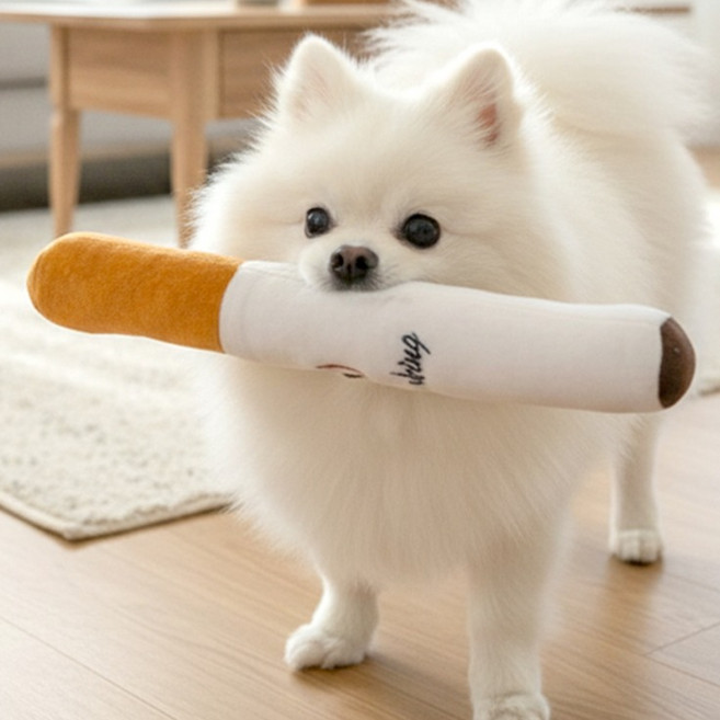 둥둥펫 강아지 대형 삑삑이 담배 인형, 혼합색상, 1개