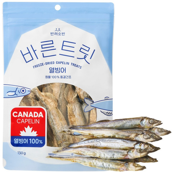 반려소반 반려동물 바른트릿 동결건조 열빙어 간식, 1개, 130g