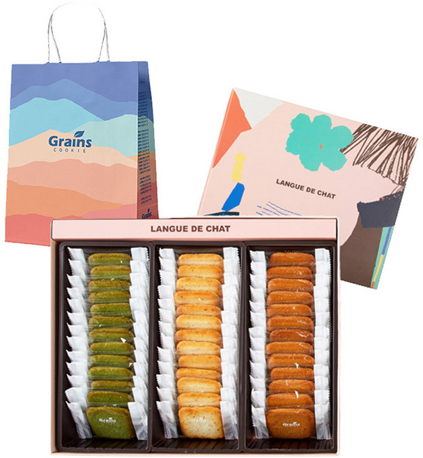 그래인스쿠키 랑그드샤 3종 x 13p 세트 대 + 쇼핑백, 1세트