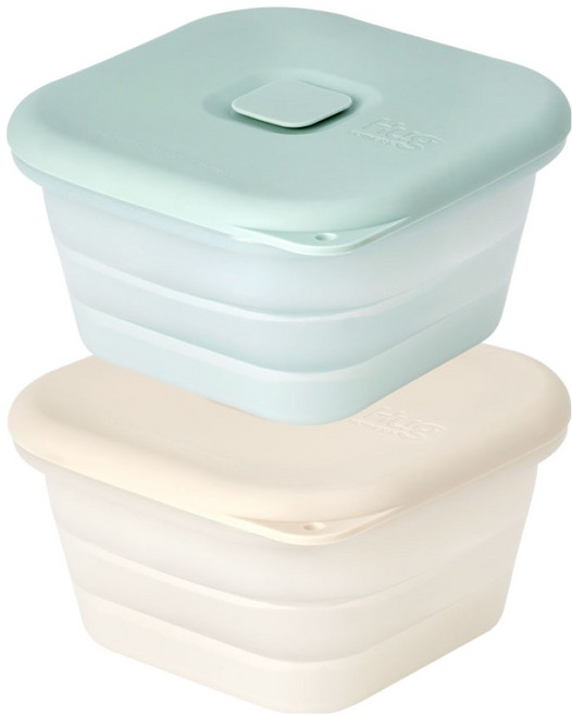 마더케이 허그 접이식 용기 400ml x 2종 세트, 크림, 민트, 1세트