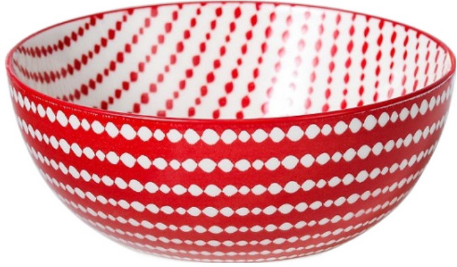 프렌치마르스 북유럽 패턴 도자기 다용도 샐러드볼 MMM3713, 레드, 1개
