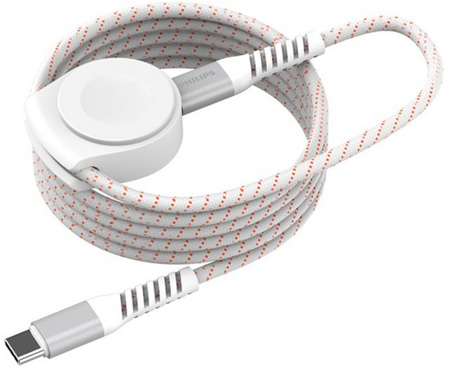 PHILIPS 飛利浦 Type-C-Type-C 手錶磁吸不打結收納線 DLK3550C, 白色, 1個, 150cm