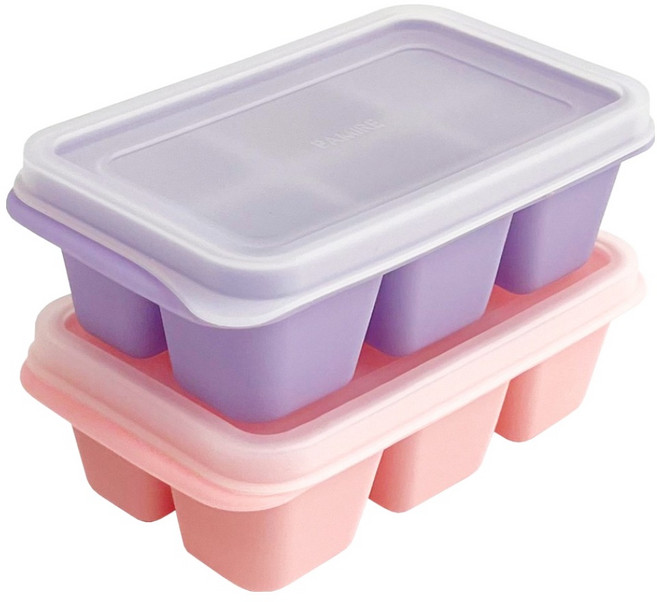 파미레 실리콘 아이스 얼음틀 6구 2종 세트, 1세트, 크림핑크, 라일락