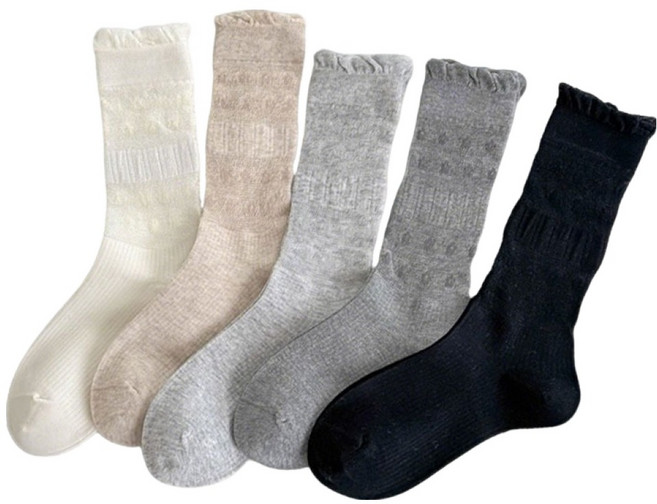 라라데이 여성용 레이스 쉬폰도트 양말 5족 세트