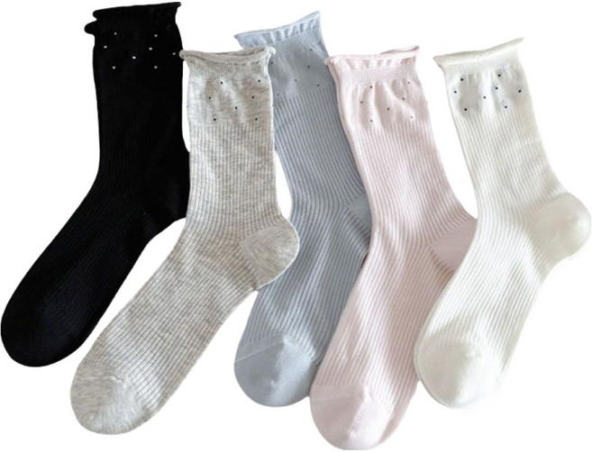 라라데이 여성용 로맨틱 쉬폰도트 양말 5족 세트