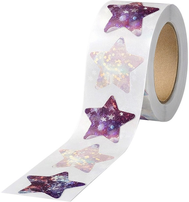 살림온 홀로그램 퍼플 별 롤 스티커 1000p, 1개, 혼합색상