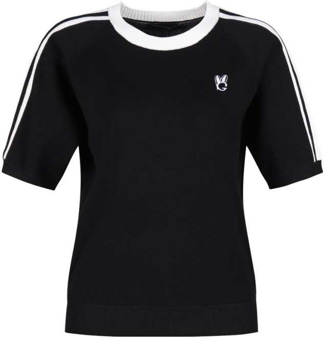 그린퀸 여성용 럭스골프 라운드넥 배색 라인 반팔 골프니트 GQ25M612W