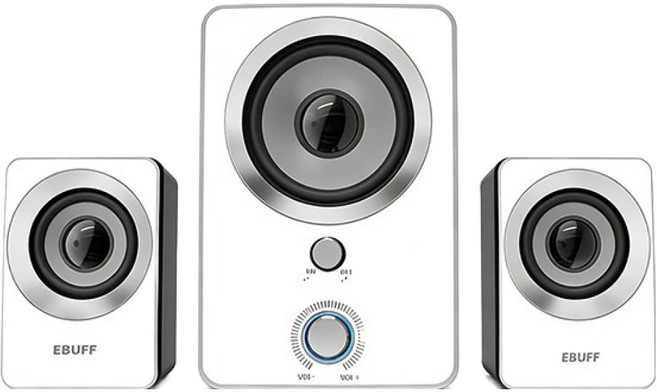 이버프 2.1채널 우퍼 컴퓨터 스피커, 화이트, EBS-SG3