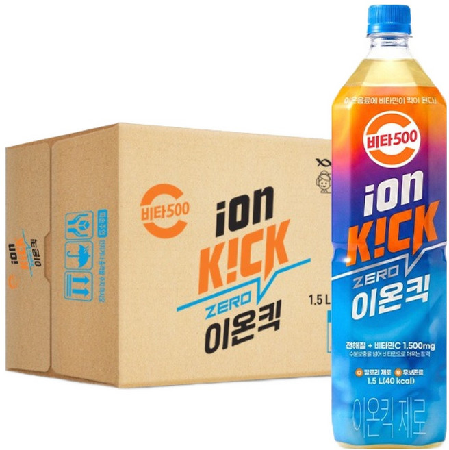 비타500 이온킥 제로 음료, 1.5L, 12개