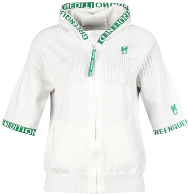 GreenQueen 女款 Lux Golf 字母印花拉鍊短袖連帽針織開襟衫 GQ25M704W