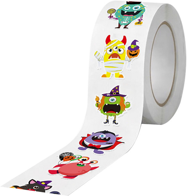 살림온 픽셀 캐릭터 롤 데코 스티커 1000p, 혼합색상, 1개