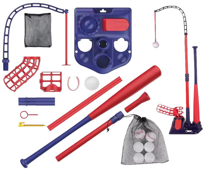 키드콘 3in1 야구놀이 티볼 베이스볼 플레이 세트, 혼합색상, 1개