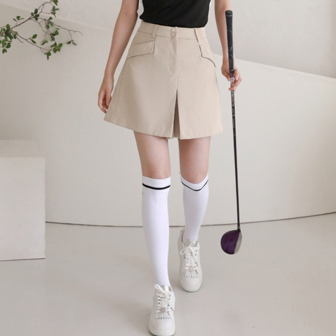럭스골프 여성용 립밴드 사선 포켓 큐롯 반바지 MDG25M202W