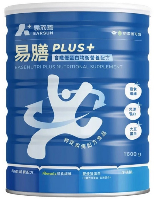 易而善 易膳PLUS 含纖優蛋白均衡營養配方, 1.6kg, 1個