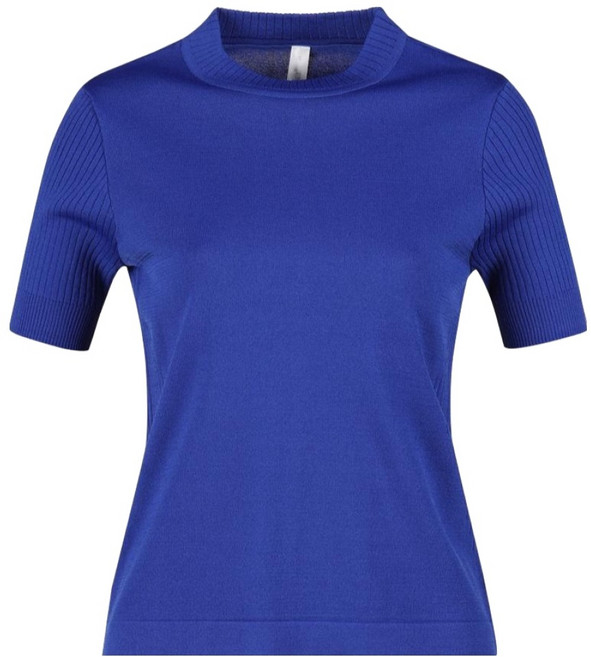 럭스골프 여성용 라운드넥 백 오픈 반팔 골프니트 LB25M612W