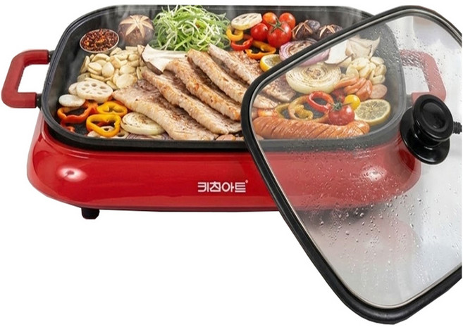 키친아트 라팔 다이아몬드코팅 2중열선 실리콘손잡이 분리형 사각 잔치팬, KG-1500YS