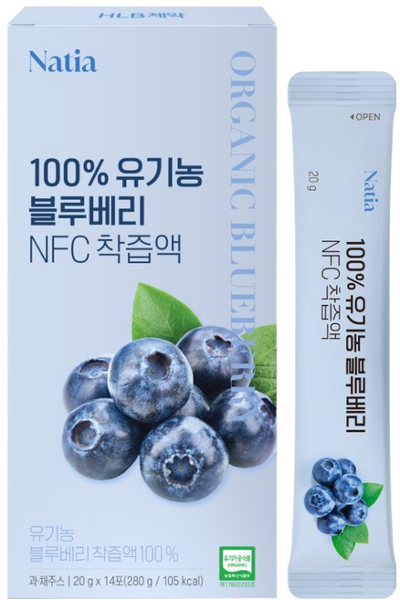 나티아 유기농 블루베리 NFC 착즙액 14p, 1개, 280g