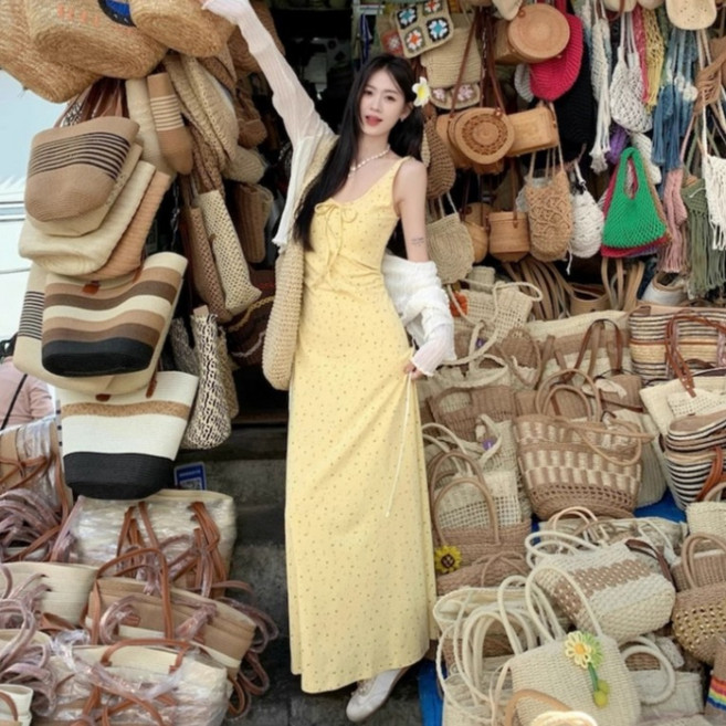 피어니스트 프렌치 리본 나시 롱 원피스