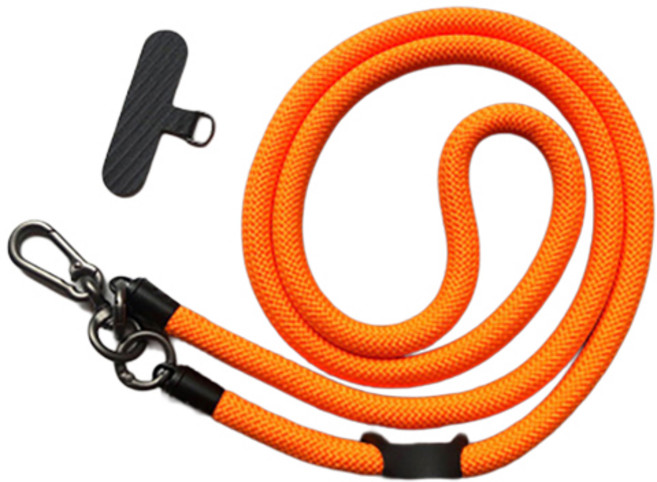 디멜디 남여공용 초경량 로프형 여행활용 스마트폰 크로스 스트랩 120cm, 오렌지, 1개