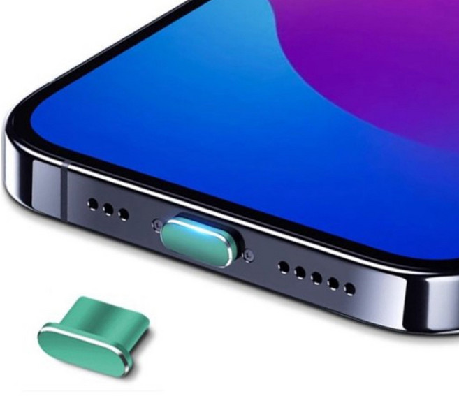 사인포스트 메탈 비비드 칼라 C타입 먼지 방지 차단 충전단자 보호캡 1.25 x 0.55 x 0.35 cm, 그린, 2개