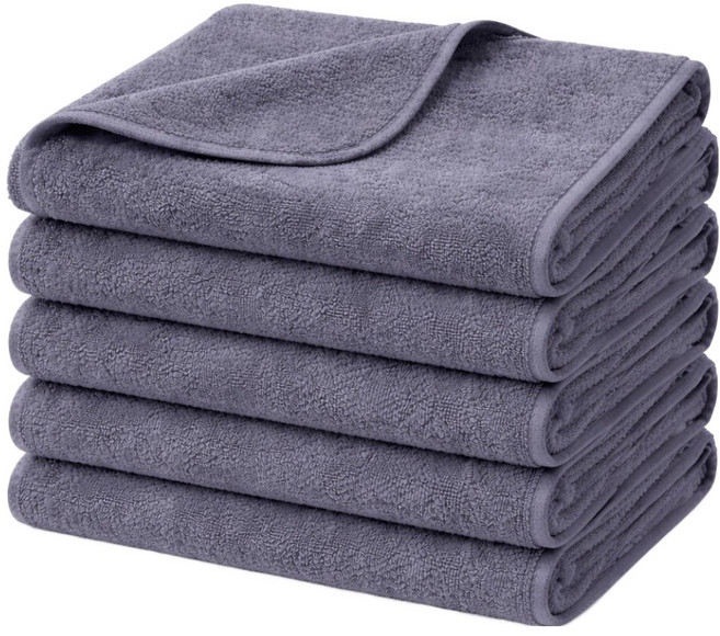 쉐리엘 먼지없는 저자극 극세사 호텔수건, 다크그레이, 5개