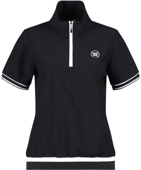 미우골프 여성용 럭스골프 하이넥 반집업 배색 반팔 티셔츠 MW25M608W