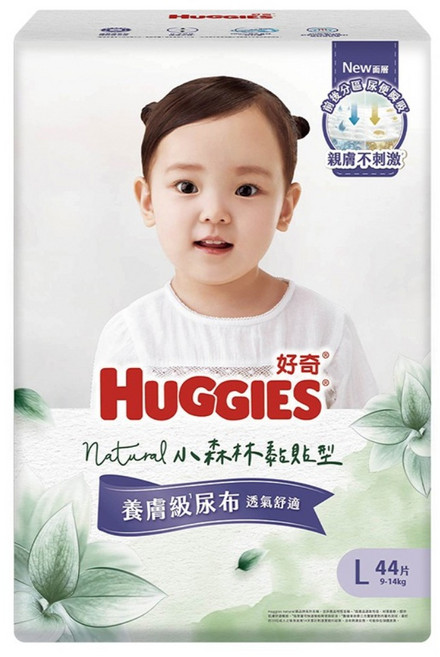 HUGGIES 好奇 小森林嬰兒黏貼型紙尿褲 9~14kg 30838, L, 44片