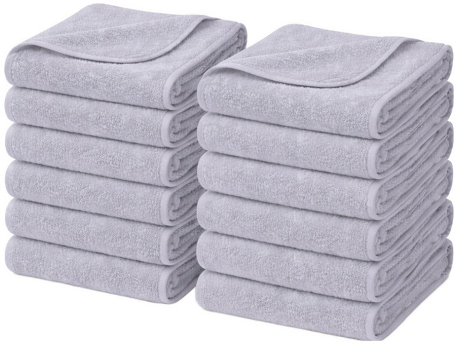 쉐리엘 먼지없는 저자극 극세사 호텔수건, 그레이, 10개