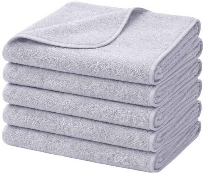 쉐리엘 먼지없는 저자극 극세사 호텔수건, 그레이, 5개