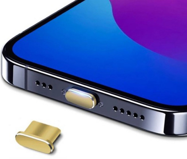 사인포스트 메탈 비비드 칼라 C타입 먼지 방지 차단 충전단자 보호캡 1.25 x 0.55 x 0.35 cm, 옐로우, 2개