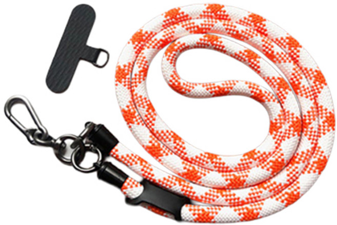 디멜디 남여공용 초경량 로프형 여행활용 스마트폰 크로스 스트랩 120cm, 오렌지화이트, 1개