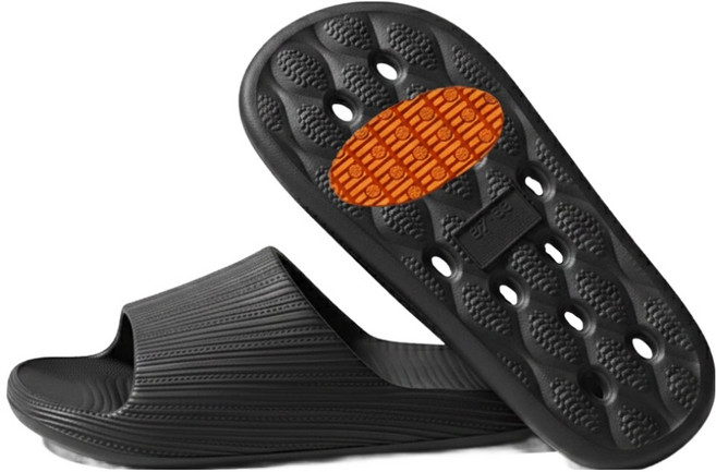 생활꾸밈 남성용 미끄럼방지 논슬립 패드 욕실화 실내화, 블랙, 1개