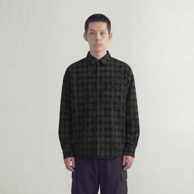 세인트페인 남녀공용 크롭 타탄 면 체크 셔츠