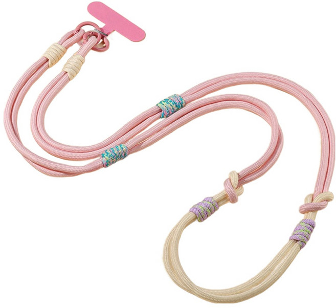 디멜디 여성용 파스텔 크로스 휴대폰 스트랩 120cm, 핑크베이지, 1개
