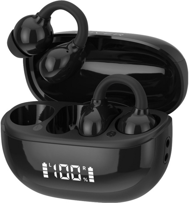 아이리버 오픈형 무선 6.0 갤럭시 아이폰 호환 귀걸이형 러닝 C타입 충전 블루투스 이어폰, IB-IX3, 블랙